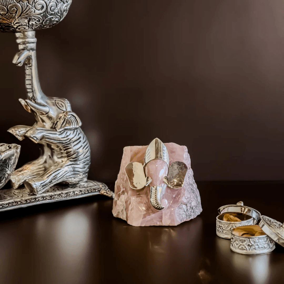 Ganesha Rose Quartz Figurine